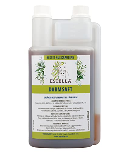 DARMSAFT von ESTELLA (1 Liter) - Bestes aus Kräutern - Kotwasser und Durchfall beim Pferd - ohne Getreide
